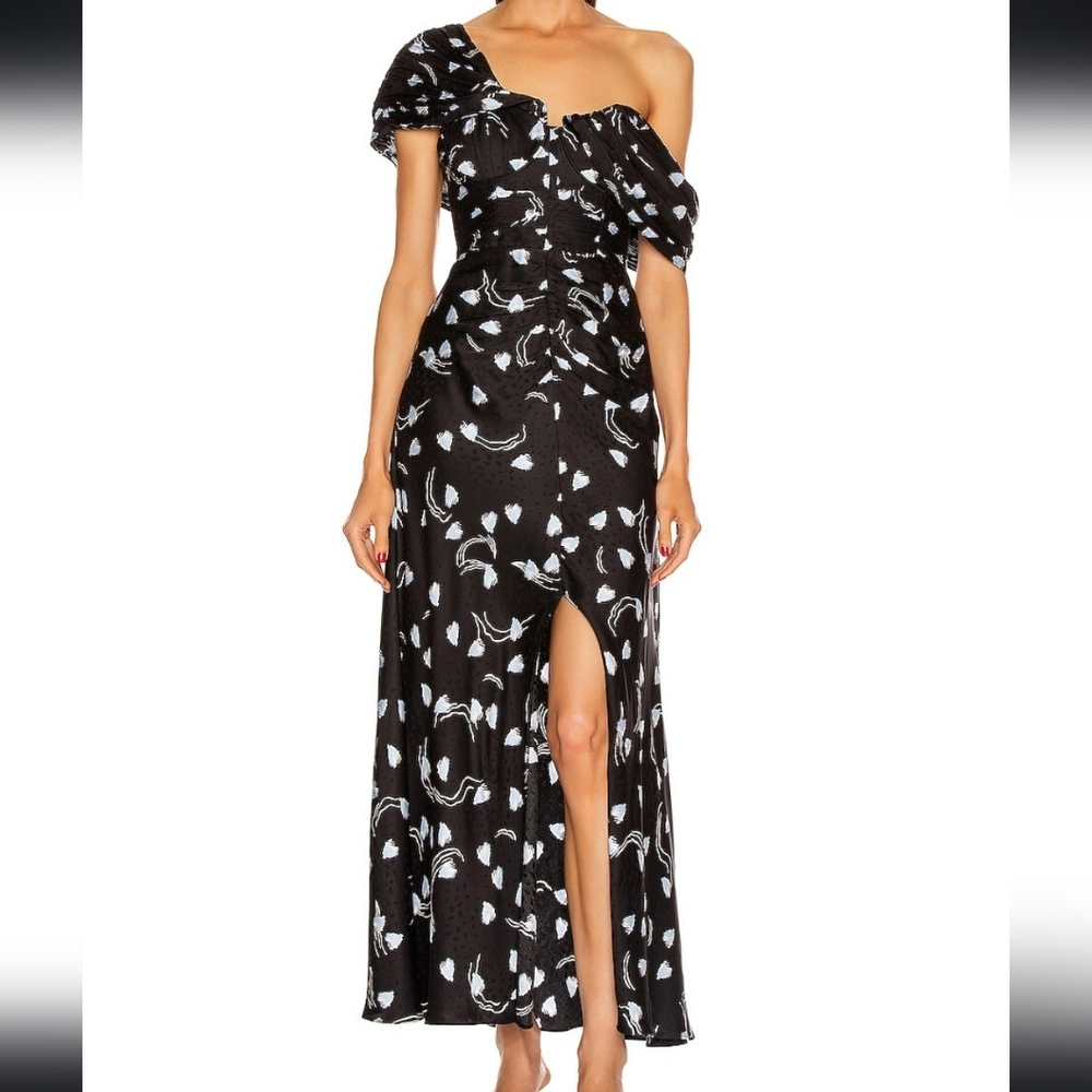 Self Portrait black abstract geo print dress sz4